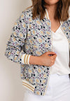 Serafina Collection Floral Bomber Jacket, Navy Blue