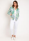 Serafina Collection Floral Paisley Print Bomber Jacket, Green