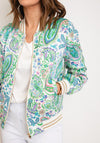 Serafina Collection Floral Paisley Print Bomber Jacket, Green