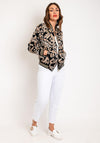 Serafina Collection Feather Print Bomber Jacket, Black