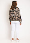 Serafina Collection Feather Print Bomber Jacket, Black