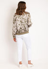 Serafina Collection Feather Print Bomber Jacket, Khaki