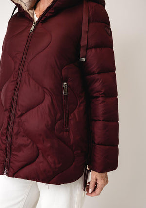 Serafina Collection Hooded Puffer Coat, Wine