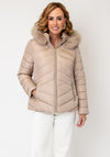 Serafina Collection Faux Fur Hood Puffer Coat, Beige