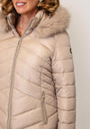 Serafina Collection Faux Fur Hood Puffer Coat, Beige