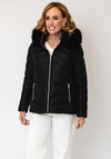 Serafina Collection Faux Fur Hood Puffer Coat, Black