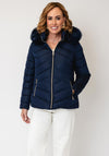 Serafina Collection Faux Fur Hood Puffer Coat, Navy