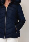 Serafina Collection Faux Fur Hood Puffer Coat, Navy