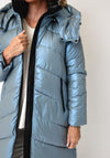 Serafina Collection Hooded Puffer Coat, Iridescent Blue