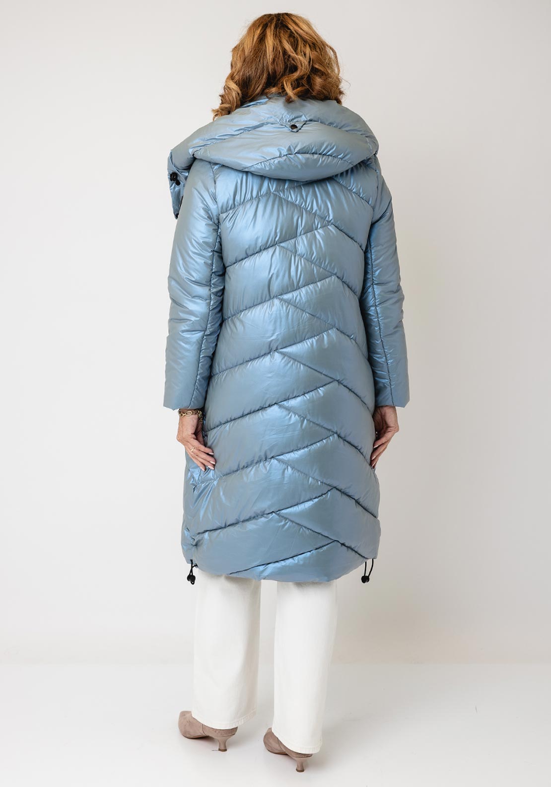 Serafina Collection Hooded Puffer Coat, Iridescent Blue