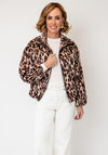Serafina Collection Leopard Print Zip Up Jacket, Beige Multi