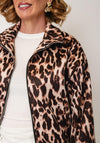 Serafina Collection Leopard Print Zip Up Jacket, Beige Multi