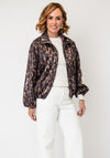 Serafina Collection Leopard Print Zip Up Jacket, Brown Multi