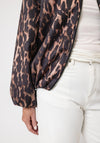 Serafina Collection Leopard Print Zip Up Jacket, Brown Multi