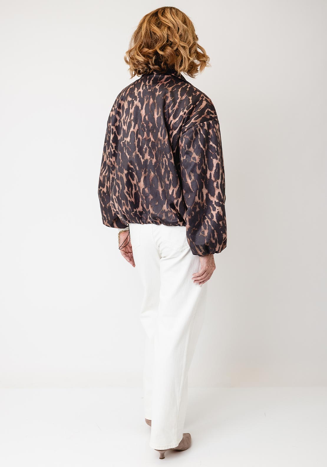 Serafina Collection Leopard Print Zip Up Jacket, Brown Multi