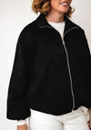 Serafina Collection High Neckline Zip-Up Jacket, Black