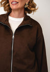 Serafina Collection High Neckline Zip-Up Jacket, Brown