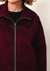 Serafina Collection High Neckline Zip-Up Jacket, Wine