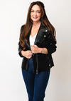 Serafina Collection Metallic Biker Jacket, Black