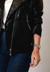 Serafina Collection Metallic Biker Jacket, Black
