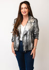 Serafina Collection Metallic Biker Jacket, Grey