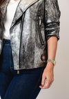 Serafina Collection Metallic Biker Jacket, Grey