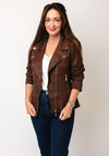 Serafina Collection Faux Suede Biker Jacket, Brown