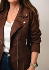 Serafina Collection Faux Suede Biker Jacket, Brown
