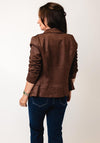 Serafina Collection Faux Suede Biker Jacket, Brown