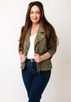 Serafina Collection Faux Suede Biker Jacket, Green