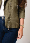 Serafina Collection Faux Suede Biker Jacket, Green