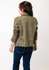 Serafina Collection Faux Suede Biker Jacket, Green