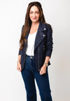 Serafina Collection Faux Suede Biker Jacket, Navy