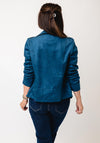 Serafina Collection Faux Suede Biker Jacket, Teal Blue