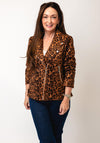 Serafina Collection Faux Suede Leopard Biker Jacket, Brown