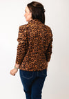 Serafina Collection Faux Suede Leopard Biker Jacket, Brown