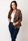Serafina Collection Faux Suede Leopard Biker Jacket, Tan