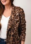 Serafina Collection Faux Suede Leopard Biker Jacket, Tan