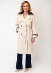 Serafina Collection Faux Leather Detail Trench Coat, Beige