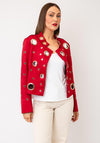 Serafina Cropped Assorted Grommet Detail Jacket, Red