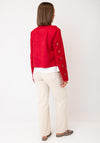 Serafina Cropped Assorted Grommet Detail Jacket, Red