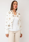 Serafina Cropped Assorted Grommet Detail Jacket, White