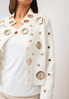 Serafina Cropped Assorted Grommet Detail Jacket, White