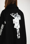 Serafina Collection One Size Longline Half Zip Taffeta Jacket, Black