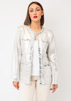 Serafina Metallic Sequin Trim Jacket, Silver