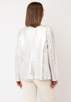Serafina Metallic Sequin Trim Jacket, Silver