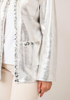 Serafina Metallic Sequin Trim Jacket, Silver