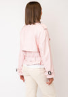 Serafina Cropped Button Detail Faux Leather Jacket, Pink