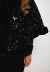 Serafina Collection One Size Sequin Poncho, Black