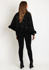 Serafina Collection One Size Sequin Poncho, Black